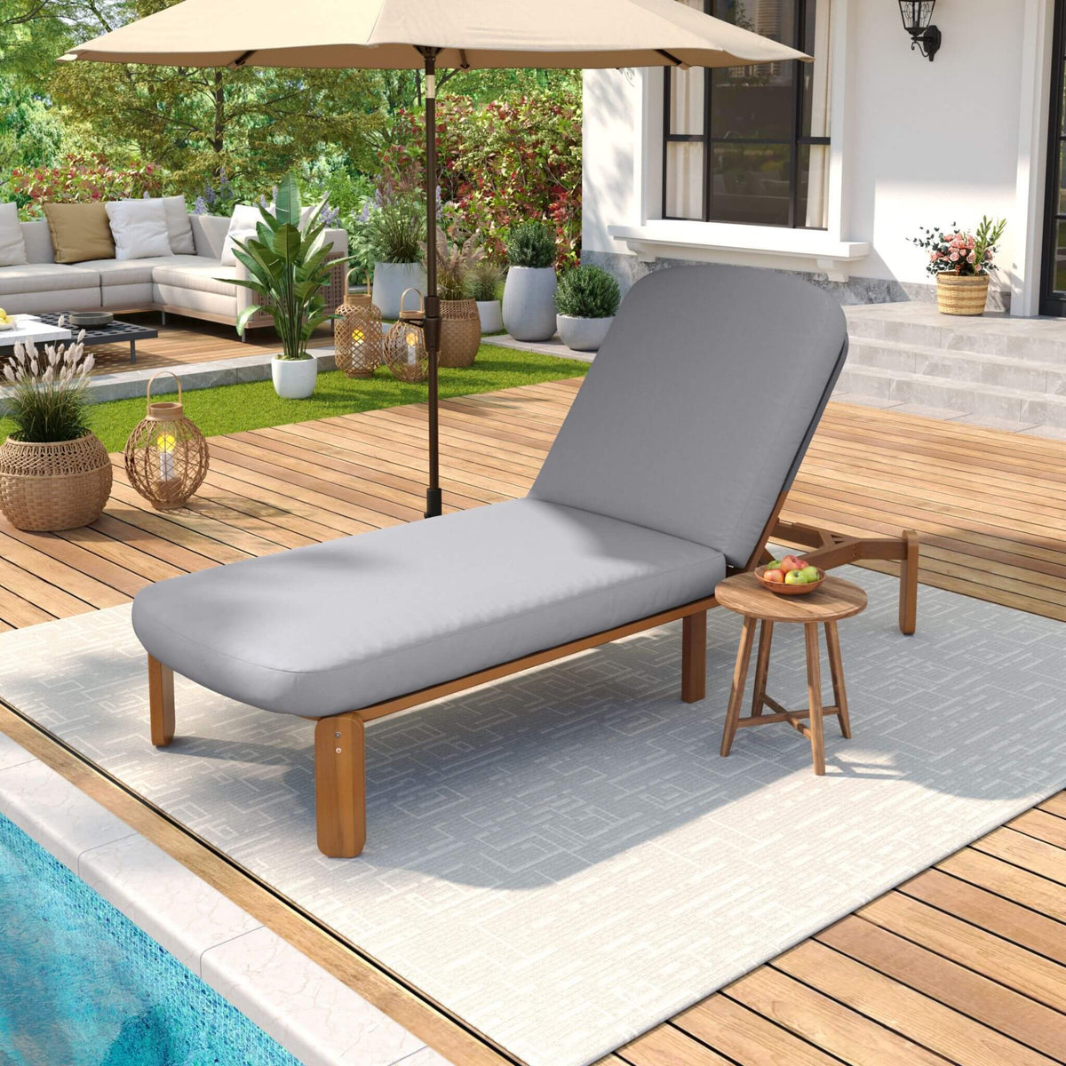 Adjustable Outdoor Chaise Lounge | Reclining Backrest | Weather-Resistant Materials | Minimalist Design