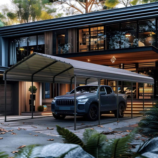 Heavy-Duty Extra-Large Multi Vehicle Carport Kit With Galvanized Steel Roof | Steel | Home Use | Home