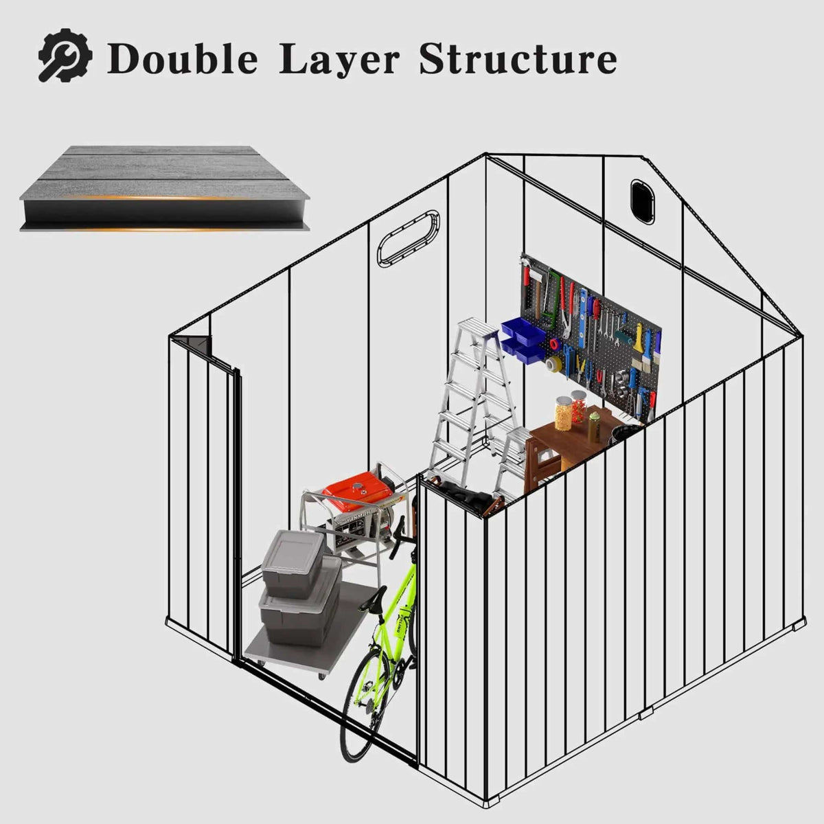 Heavy Duty Outdoor All Weather Resin Storage Shed With Lockable Doors, Windows, And | Resin | Outdoor Living Use | Outdoor Living