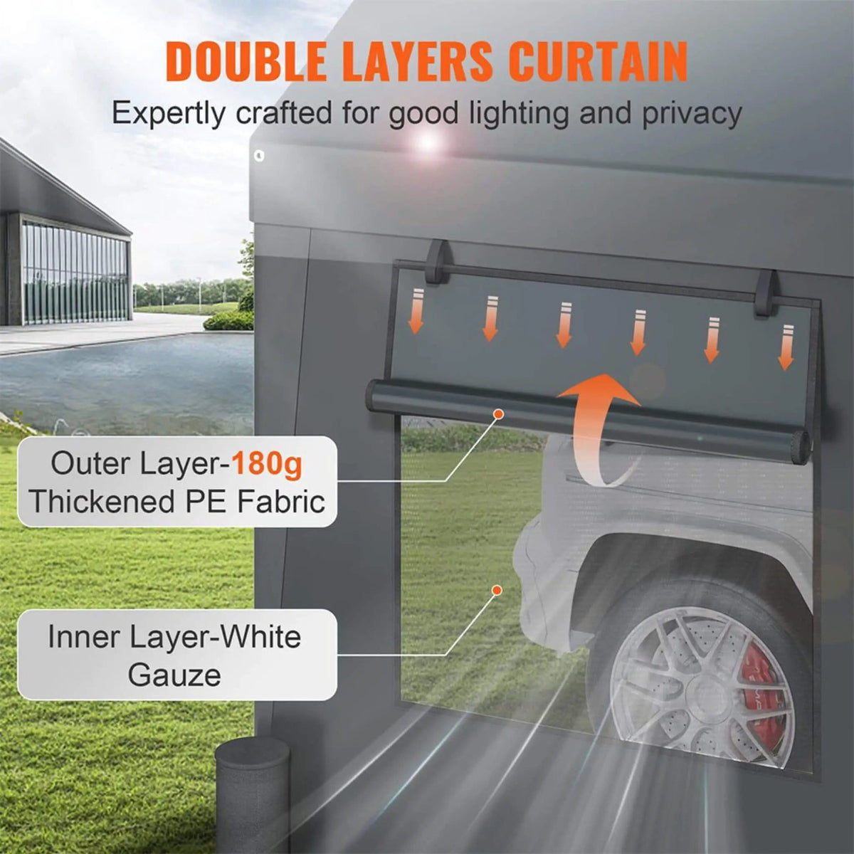 Heavy-Duty Outdoor Premium Garage Tarp Canopy Shelter W/ Removable Sidewalls | Steel | Carport | Outdoor Living