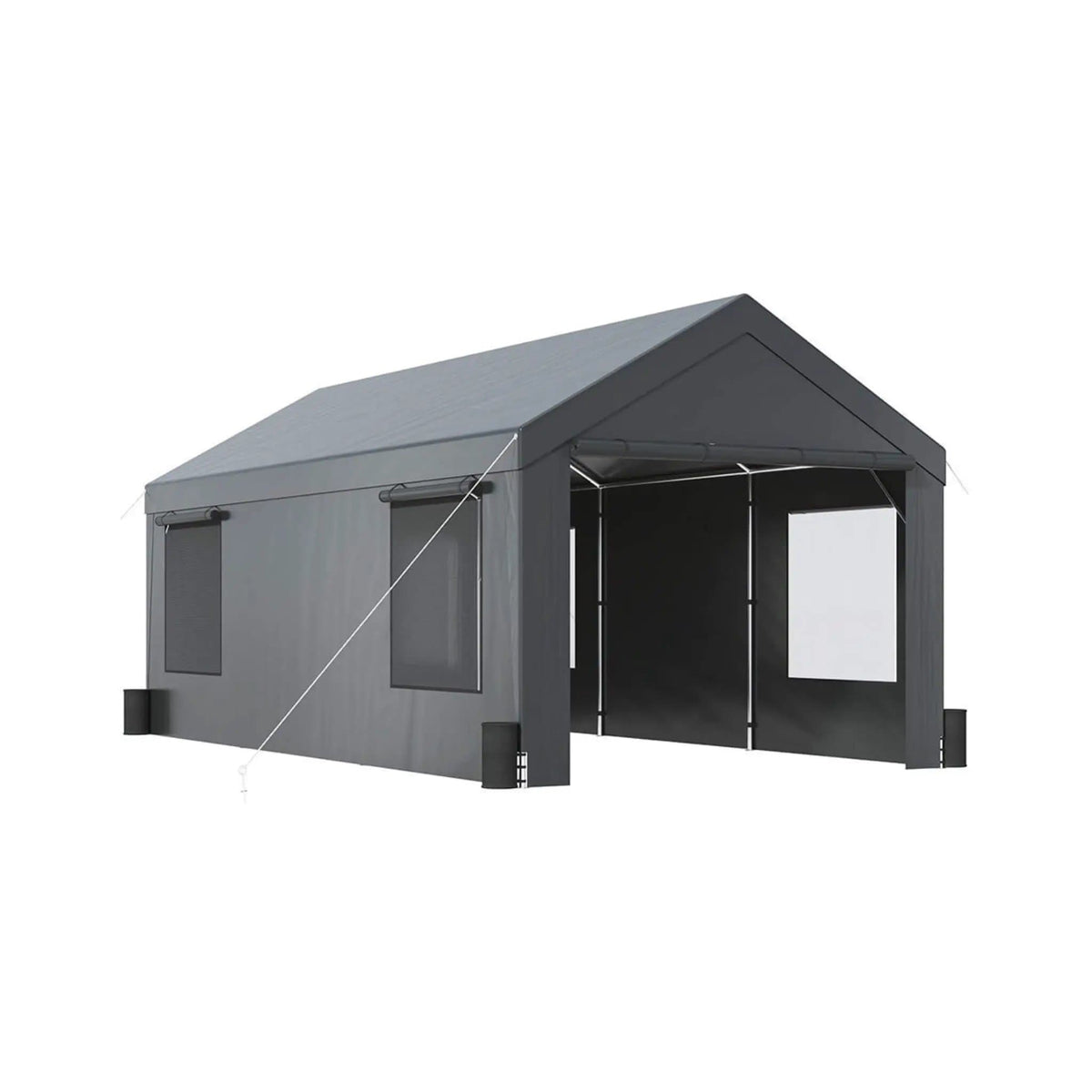 Heavy-Duty Outdoor Premium Garage Tarp Canopy Shelter W/ Removable Sidewalls | Steel | Carport | Outdoor Living