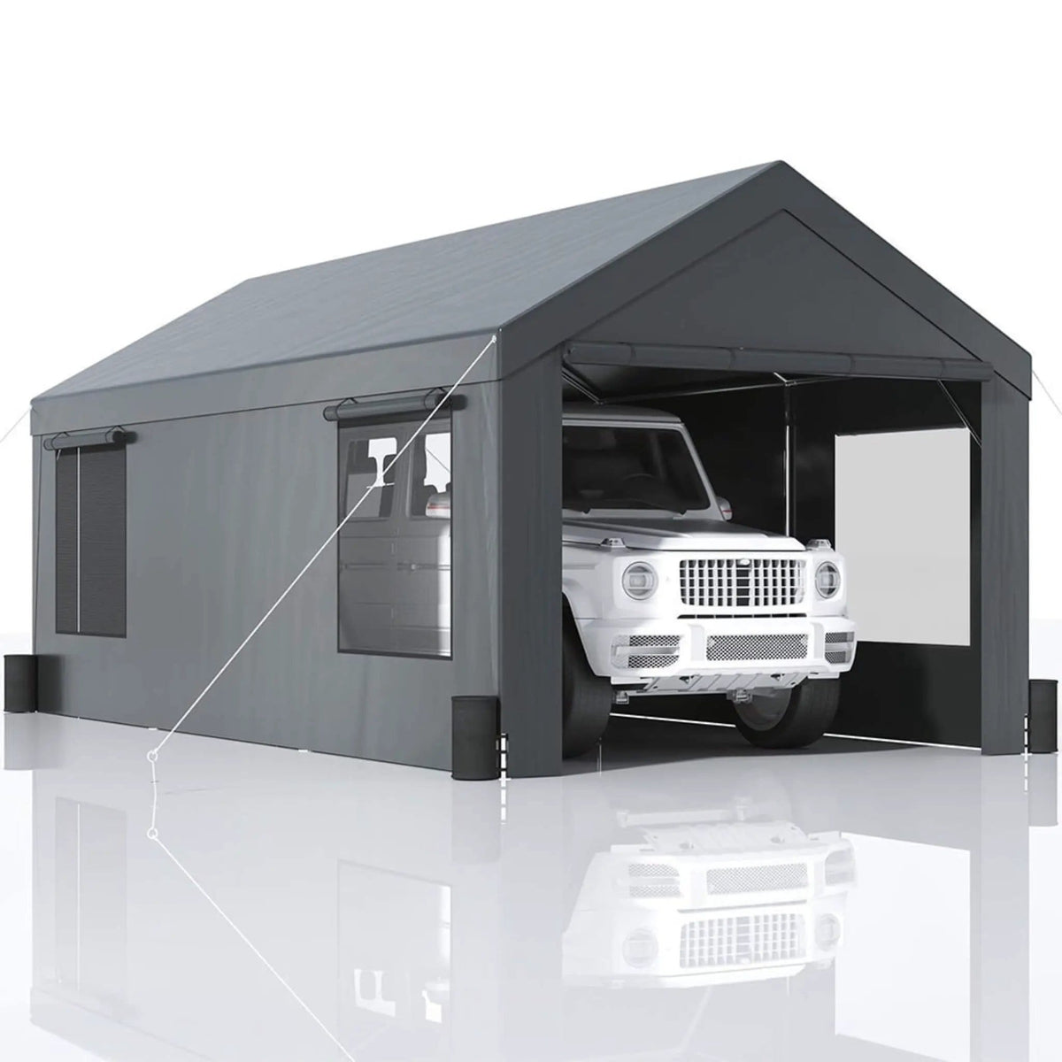 Heavy-Duty Outdoor Premium Garage Tarp Canopy Shelter W/ Removable Sidewalls | Steel | Carport | Outdoor Living