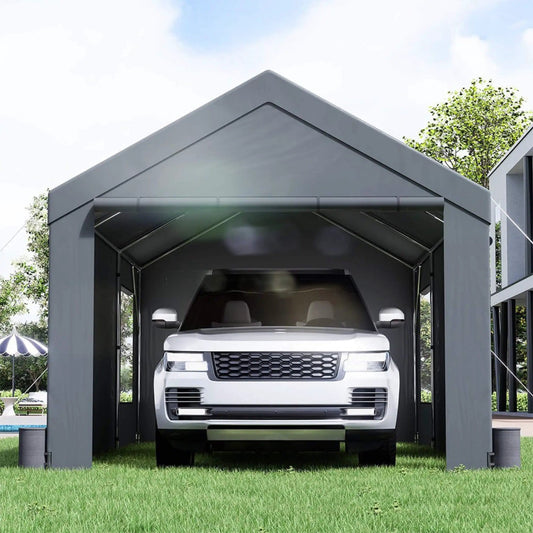 Heavy-Duty Outdoor Premium Garage Tarp Canopy Shelter W/ Removable Sidewalls | Steel | Carport | Outdoor Living