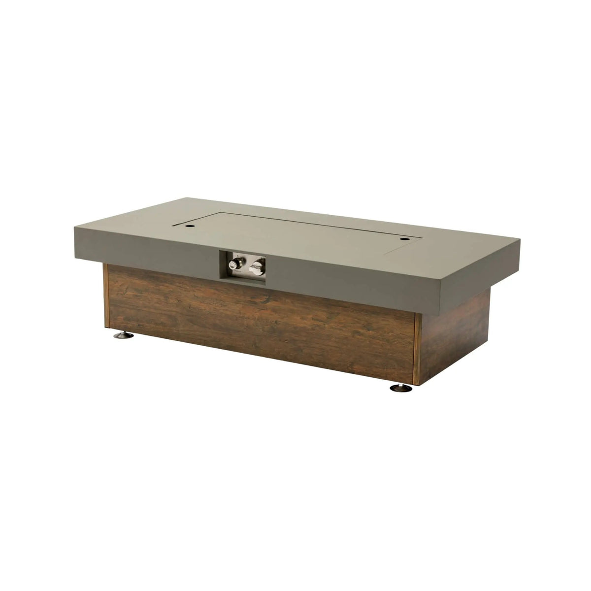 Outdoor Propane Fire Pit Table | 48 Inch Iron | Wood Grain Finish | Lava Rocks Included