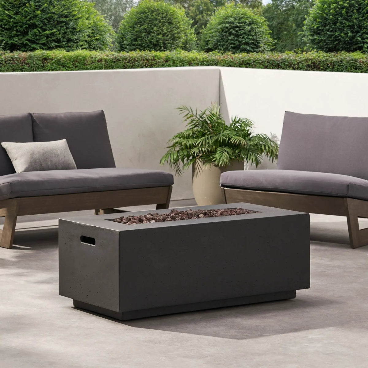 Rectangular Propane Gas Fire Pit Table | 40K BTU | Lightweight Concrete | 40.25 Inch Width
