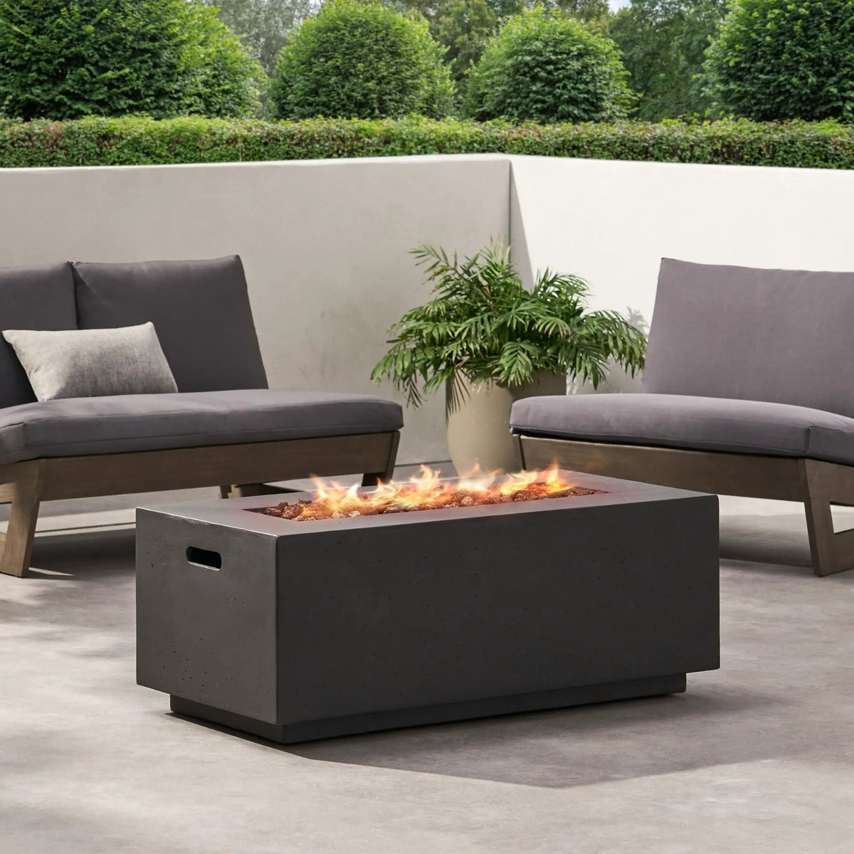 Rectangular Propane Gas Fire Pit Table | 40K BTU | Lightweight Concrete | 40.25 Inch Width