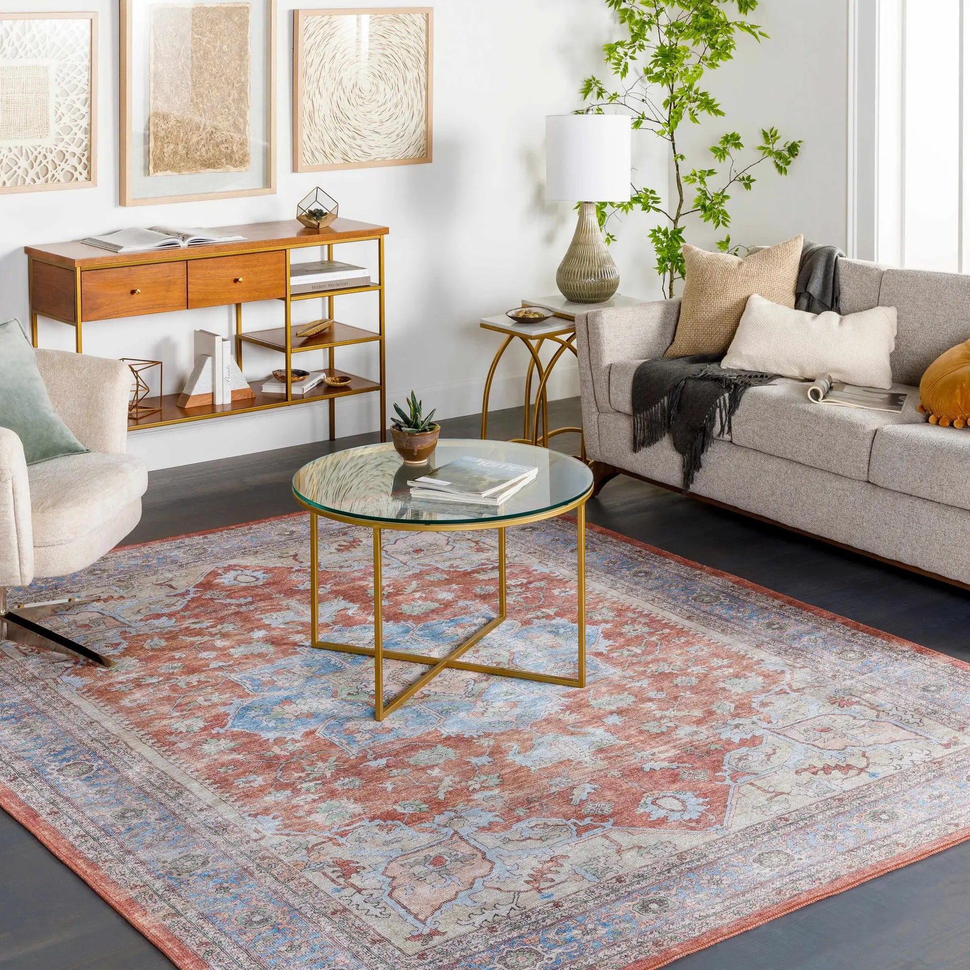 Brown Bagamanoc Medallion Washable Area Rug from PriceLows™