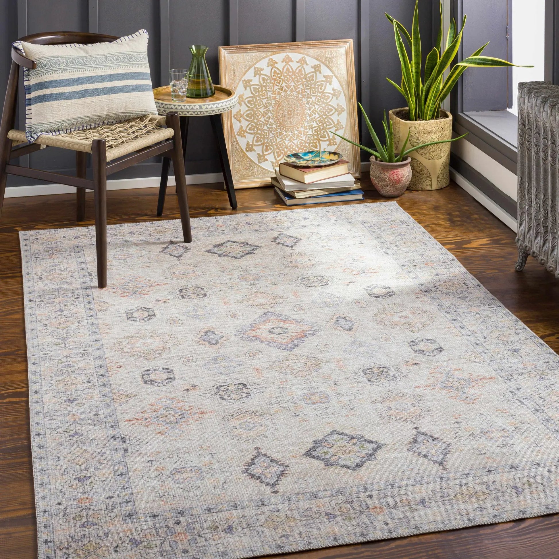 Beige Beckett Vintage Washable Area Rug from PriceLows™