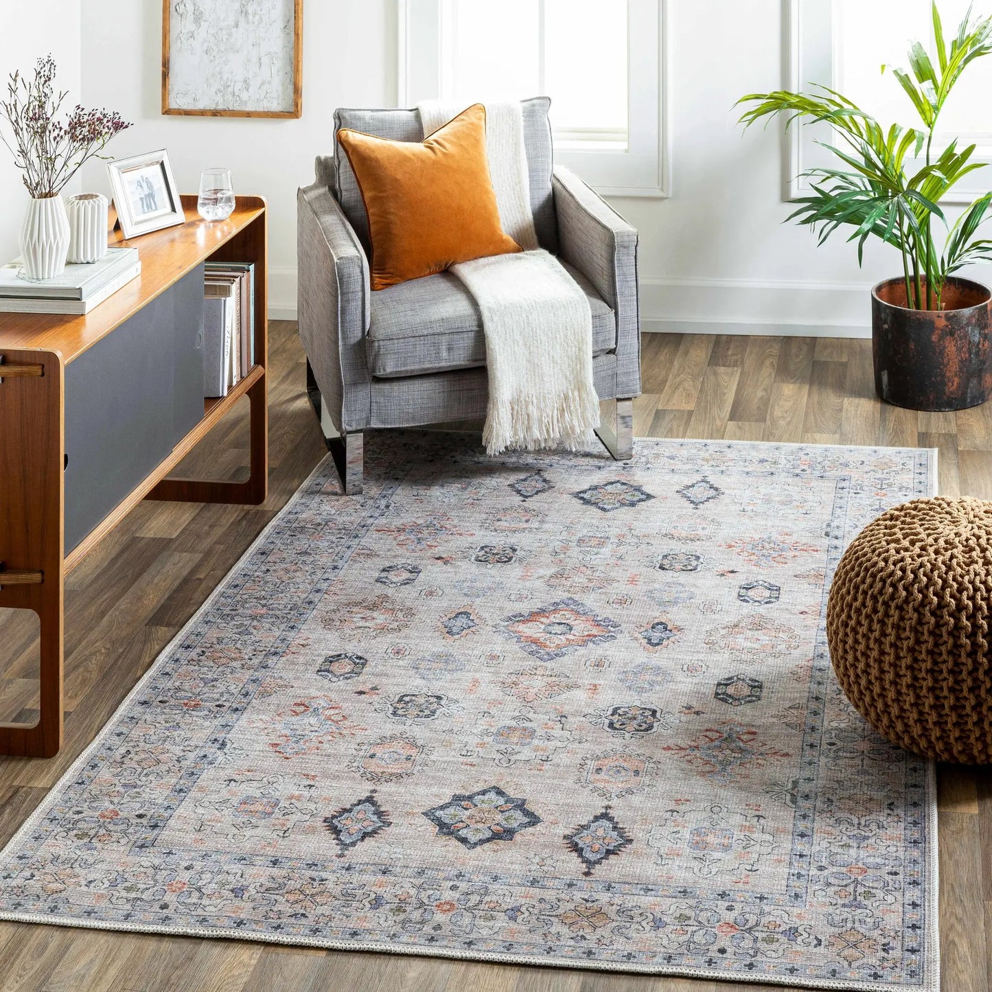 Beige Beckett Vintage Washable Area Rug from PriceLows™
