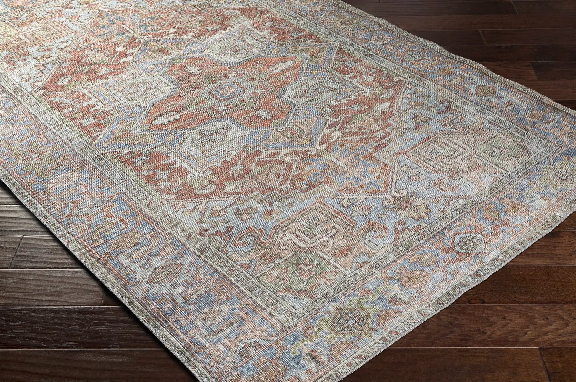 Maayon Medallion Rust Washable Area Rug from PriceLows™