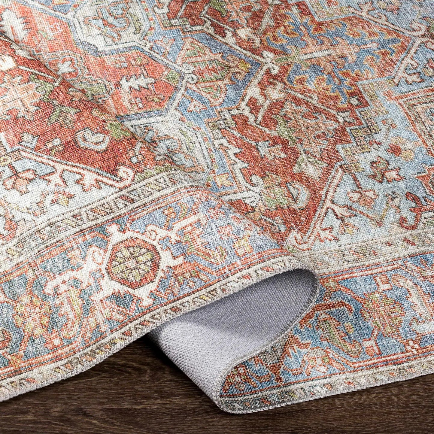 Maayon Medallion Rust Washable Area Rug from PriceLows™
