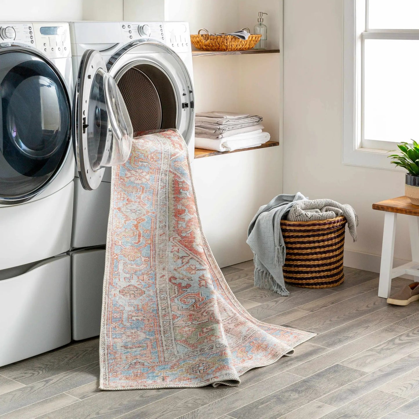 Maayon Medallion Rust Washable Area Rug from PriceLows™