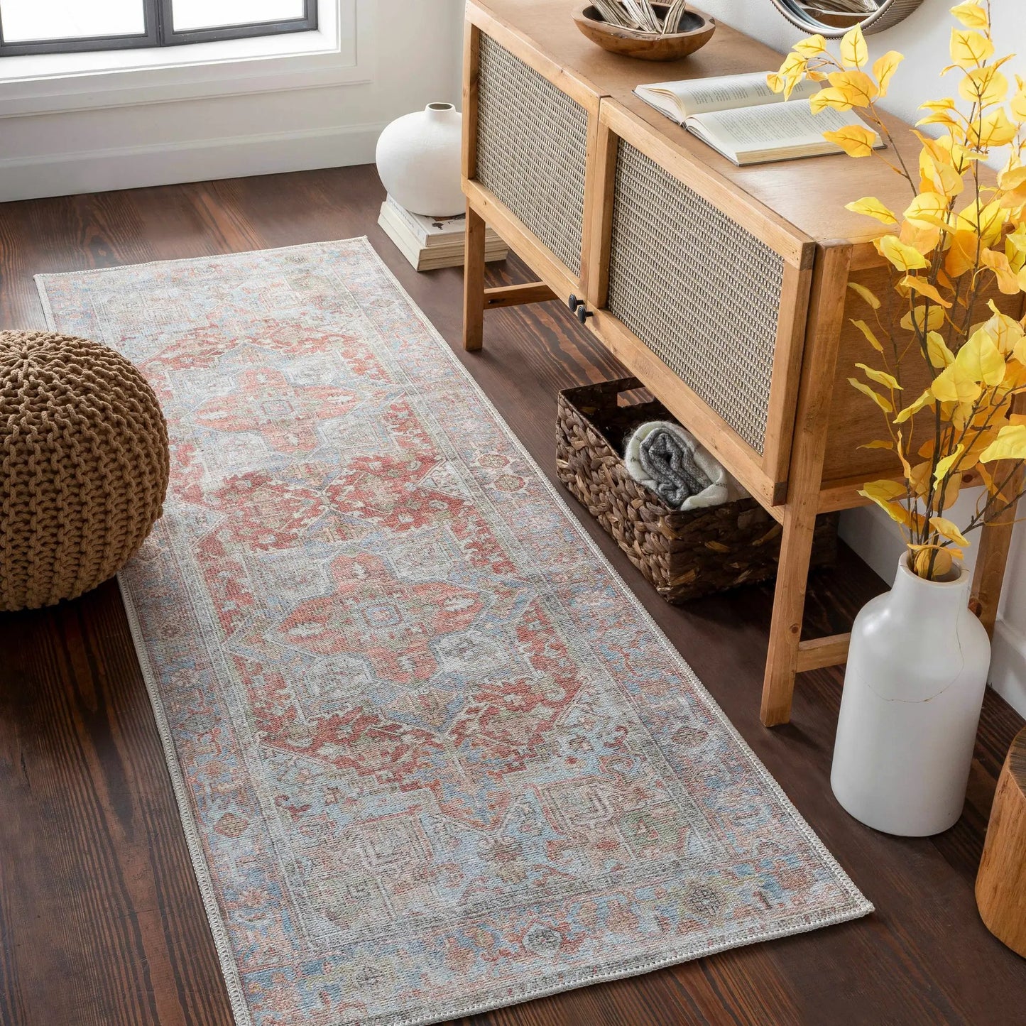 Maayon Medallion Rust Washable Area Rug from PriceLows™