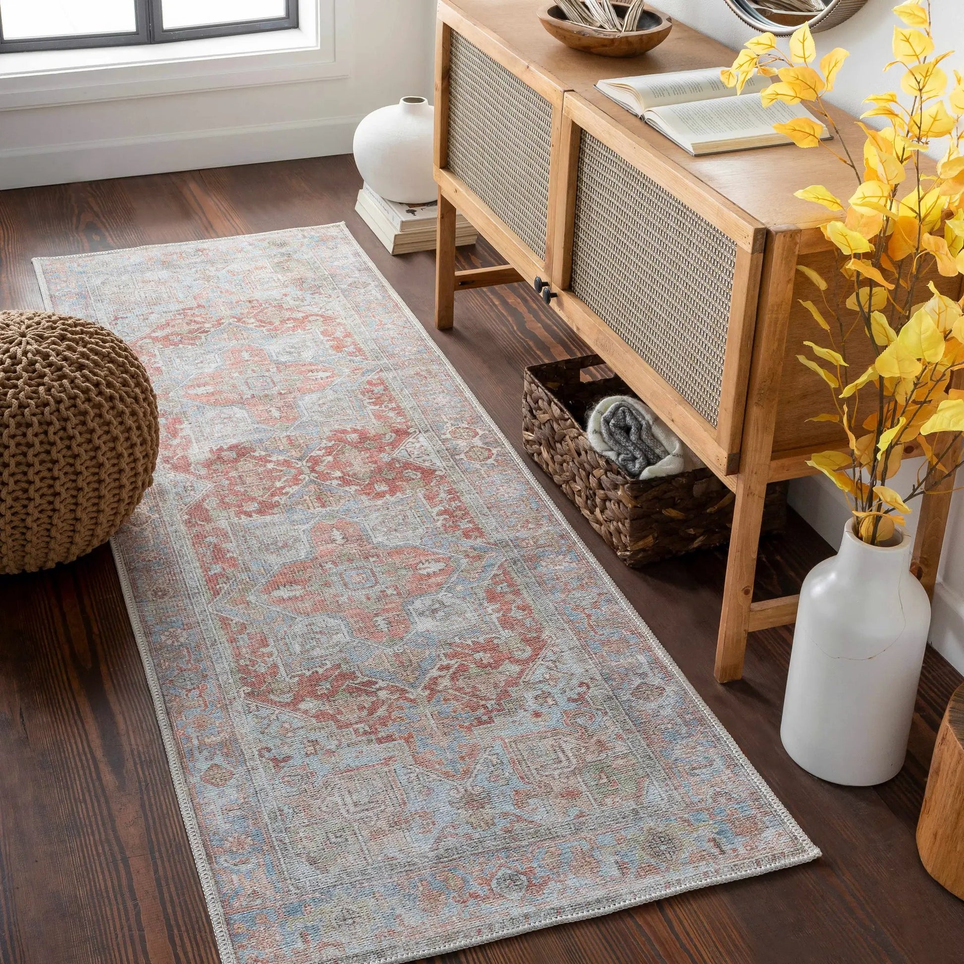 Maayon Medallion Rust Washable Area Rug from PriceLows™