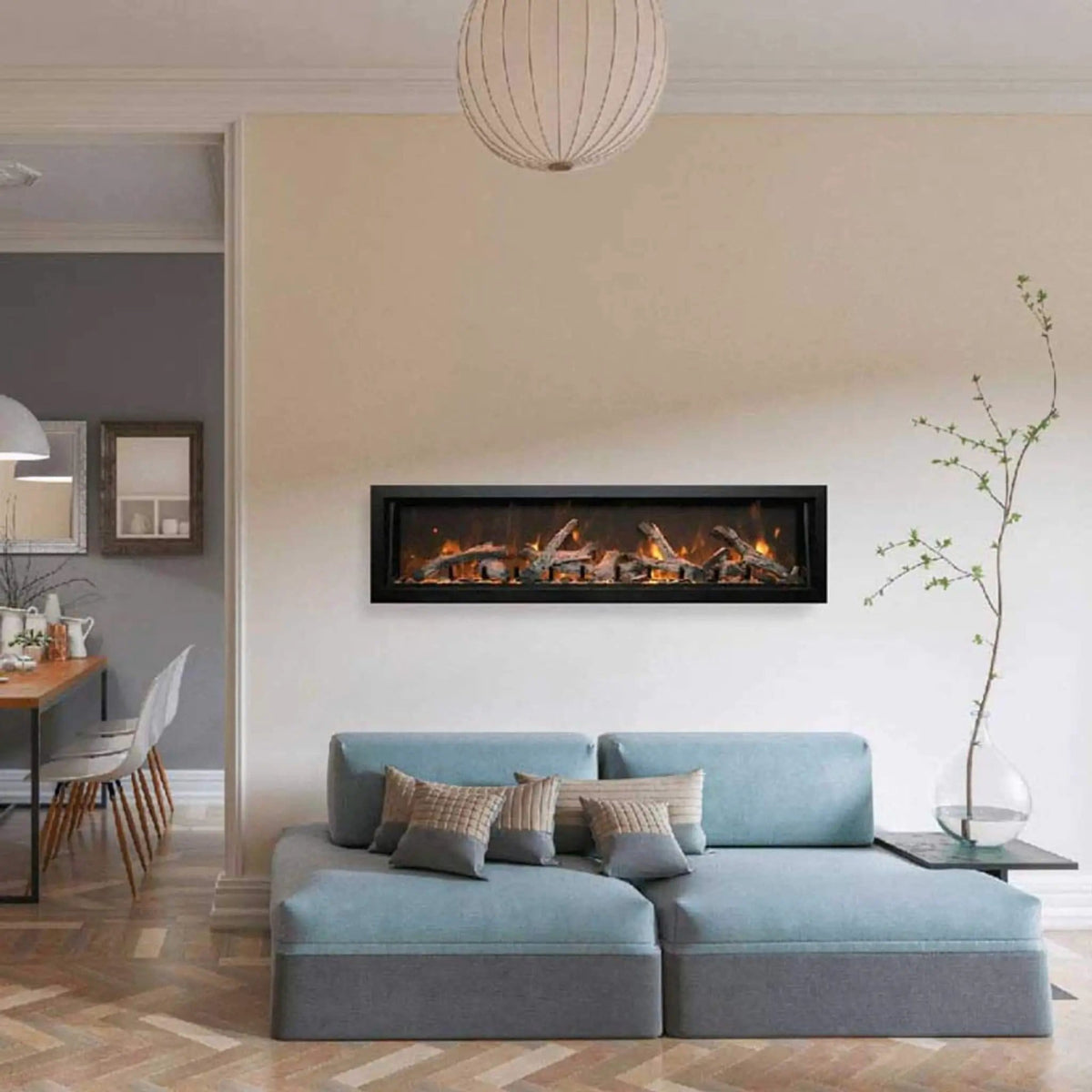 Amantii Panorama BI Deep 60-Inch Smart Electric Fireplace | 60 Inch | Wood | Living Room