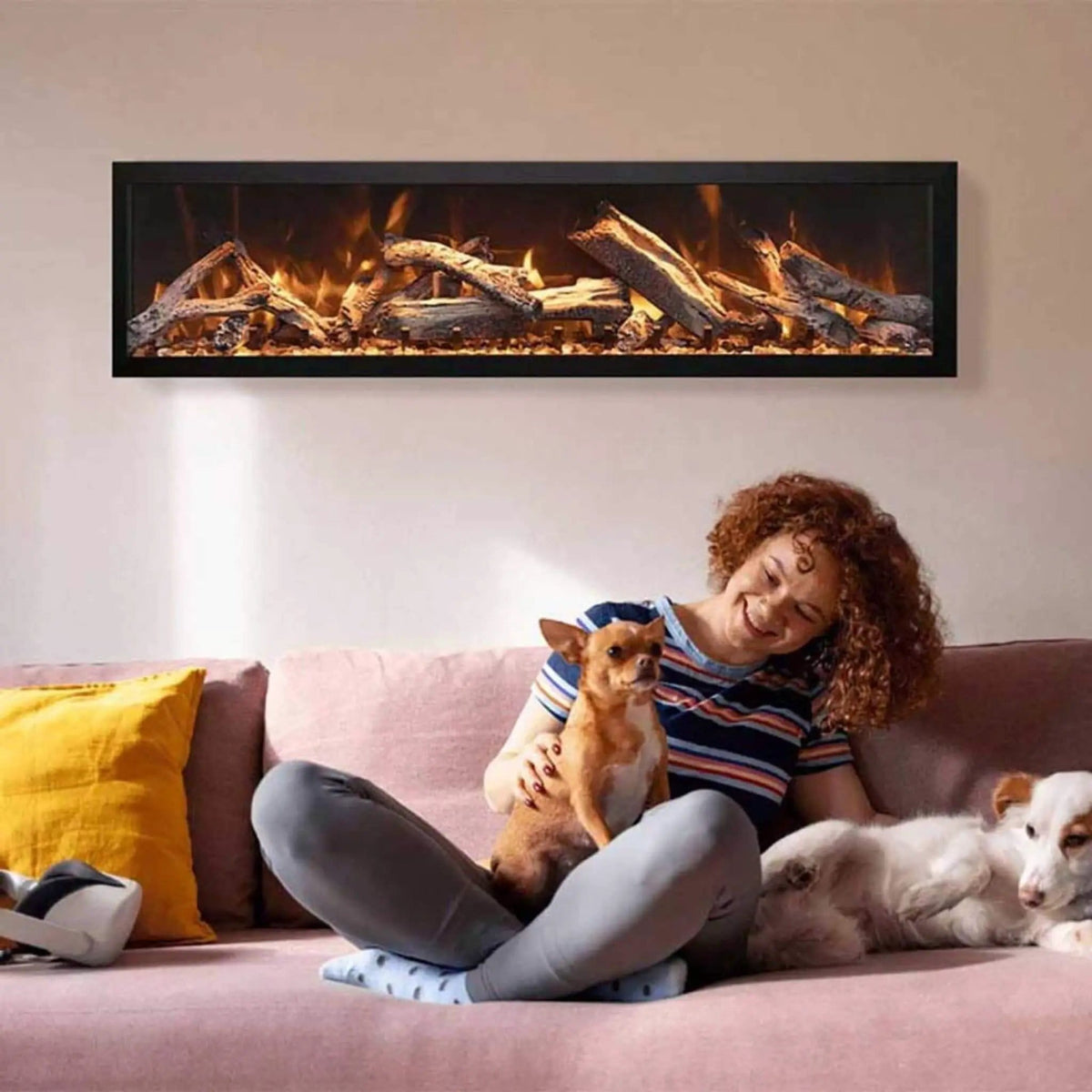 Amantii Panorama BI Deep 60-Inch Smart Electric Fireplace | 60 Inch | Wood | Living Room