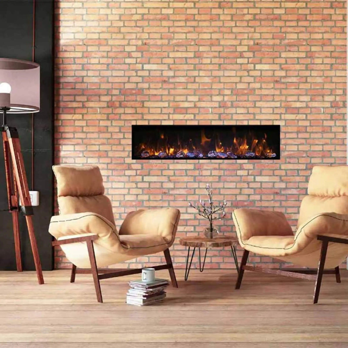 Amantii Panorama BI Deep 60-Inch Smart Electric Fireplace | 60 Inch | Wood | Living Room