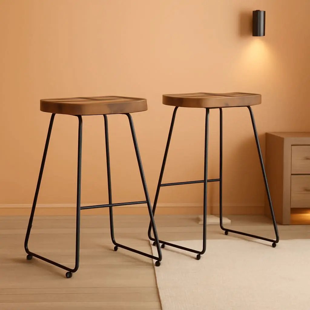 Amberly Natural 24 Inch Saddle Counter Height Bar Stool Set from PriceLows™