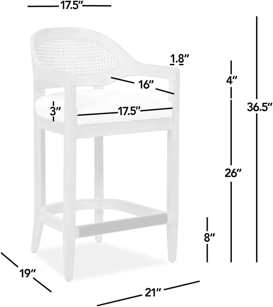 Americana Mid Century Modern 26 Inch Cane Back Counter Stool from PriceLows™