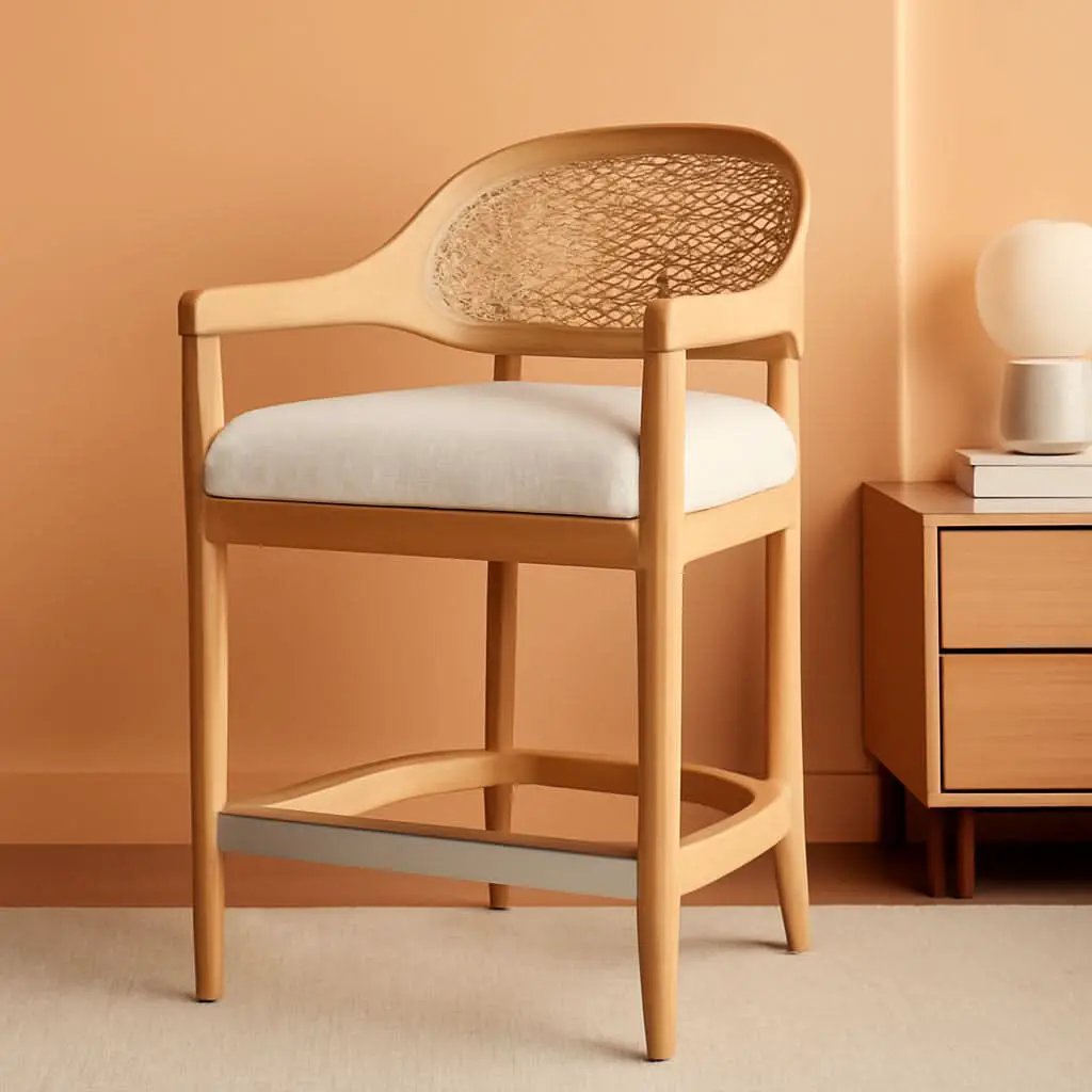 Americana Mid Century Modern 26 Inch Cane Back Counter Stool from PriceLows™