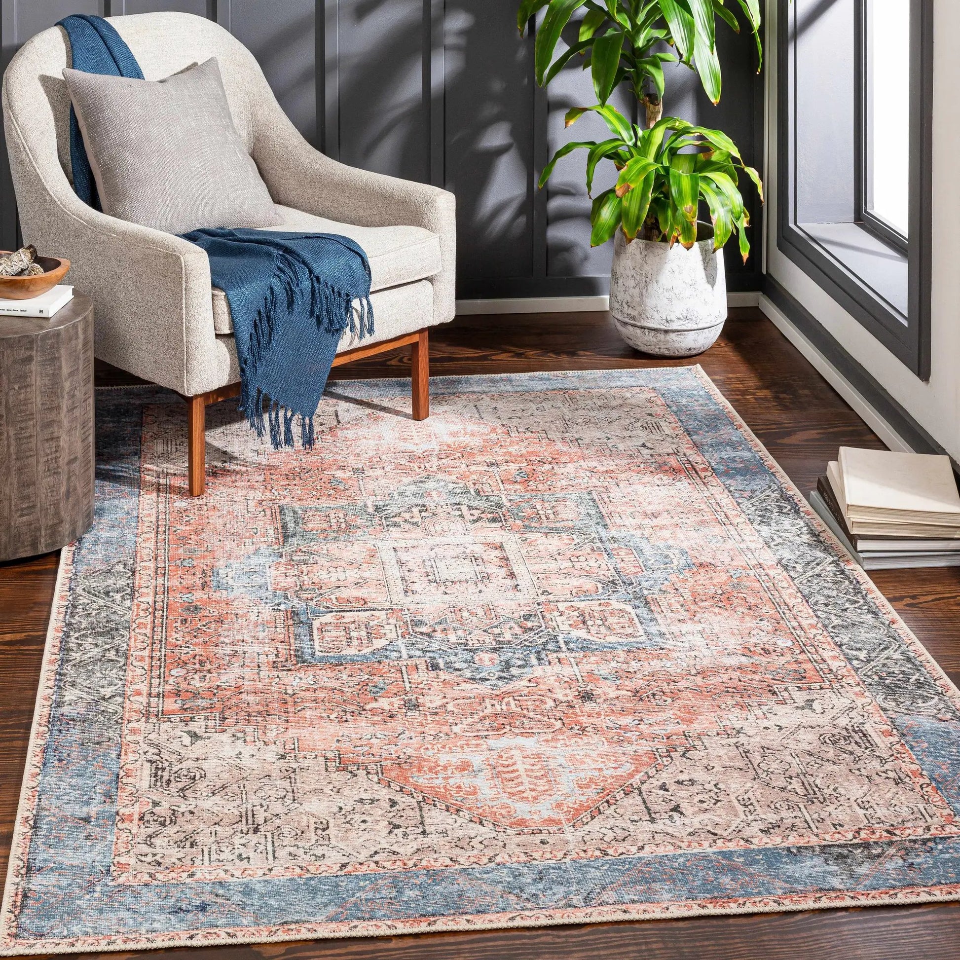 Rosman Distressed Washable Rug from PriceLows™