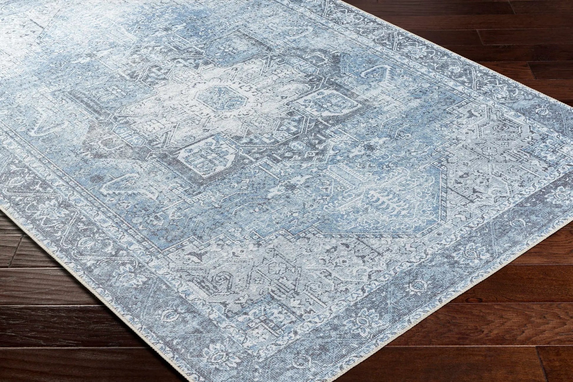 Rosman Blue Washable Area Rug from PriceLows™