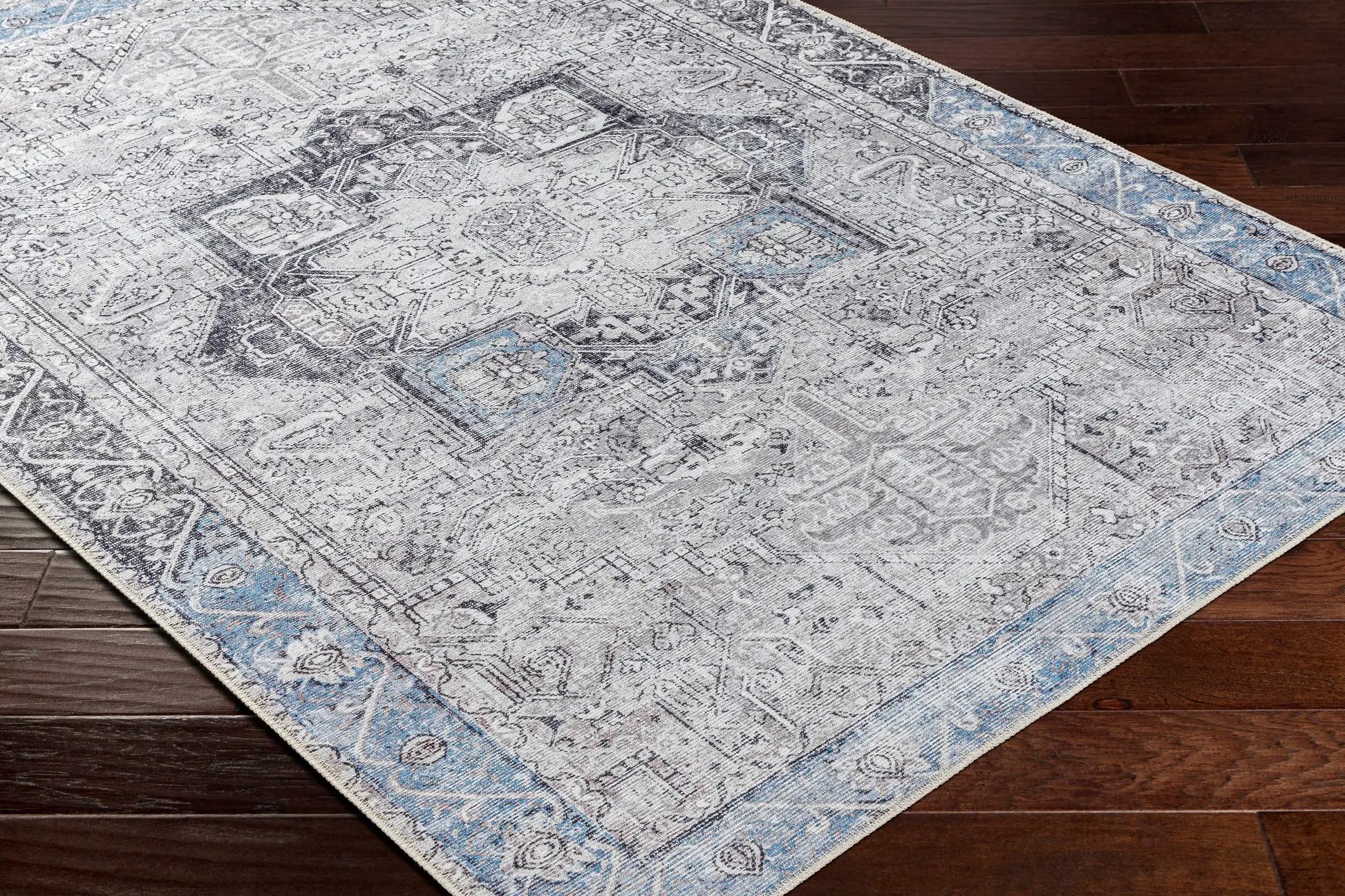 Rosman Blue&Beige Washable Area Rug from PriceLows™
