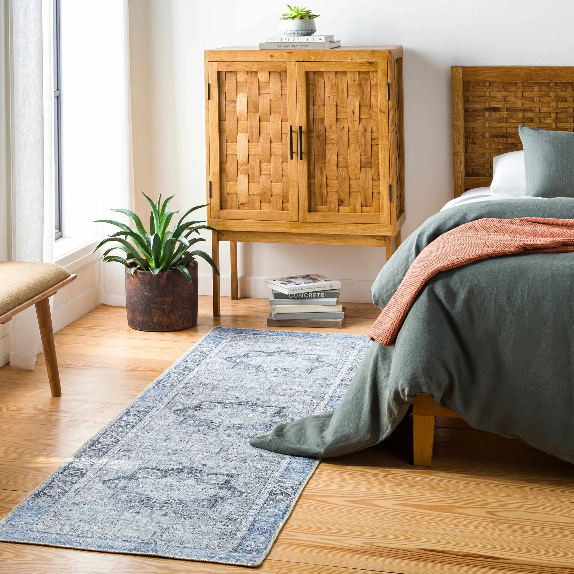 Rosman Blue&Beige Washable Area Rug from PriceLows™