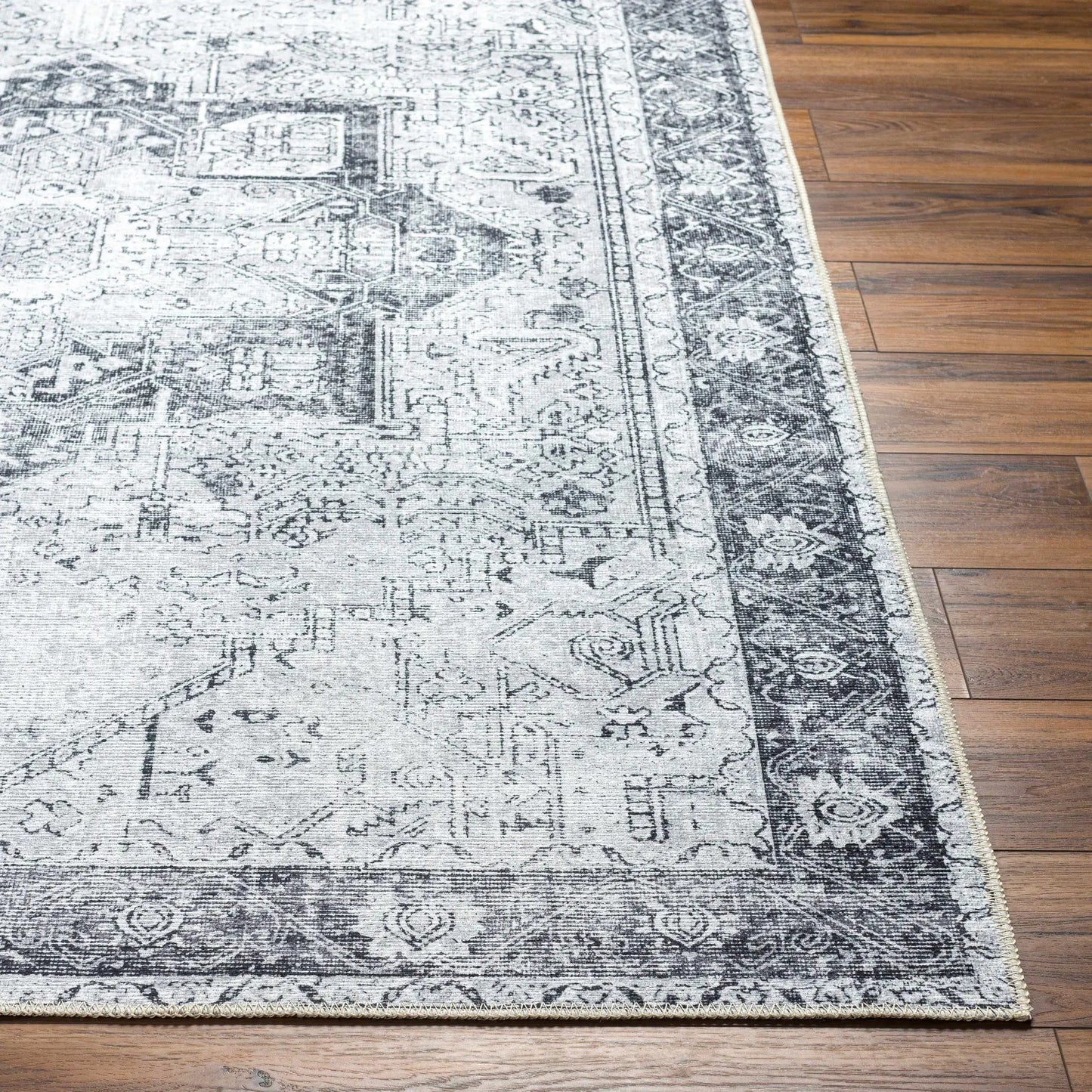 Rosman Gray Washable Area Rug from PriceLows™
