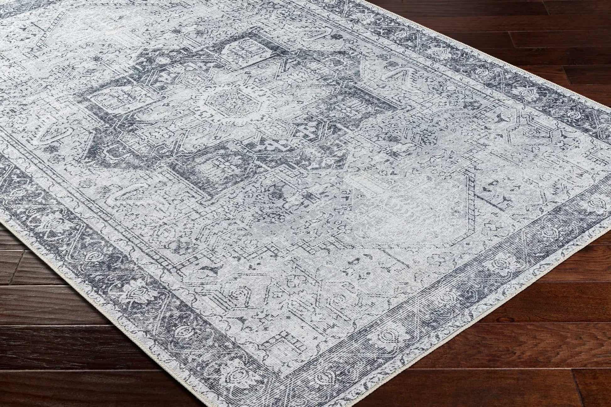 Rosman Gray Washable Area Rug from PriceLows™