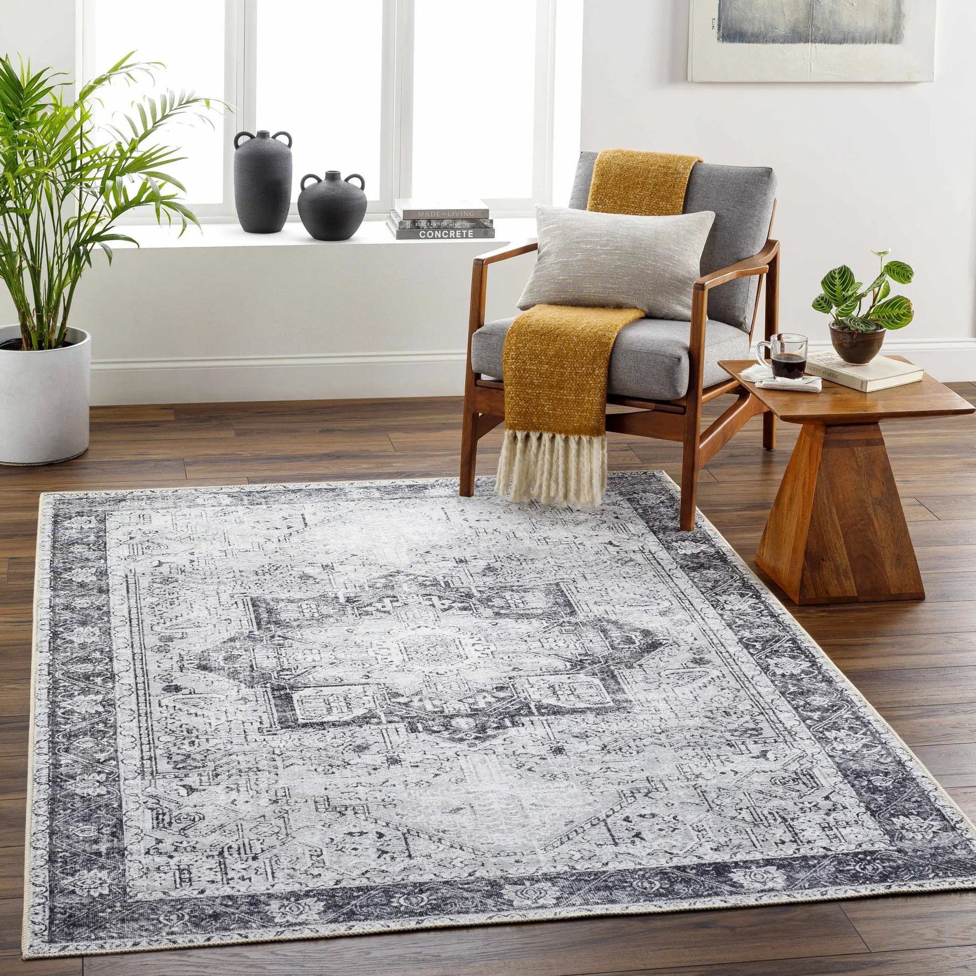Rosman Gray Washable Area Rug from PriceLows™