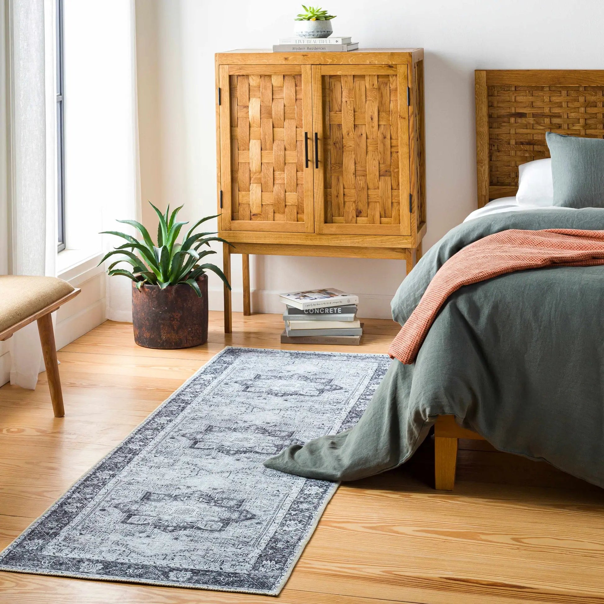 Rosman Gray Washable Area Rug from PriceLows™
