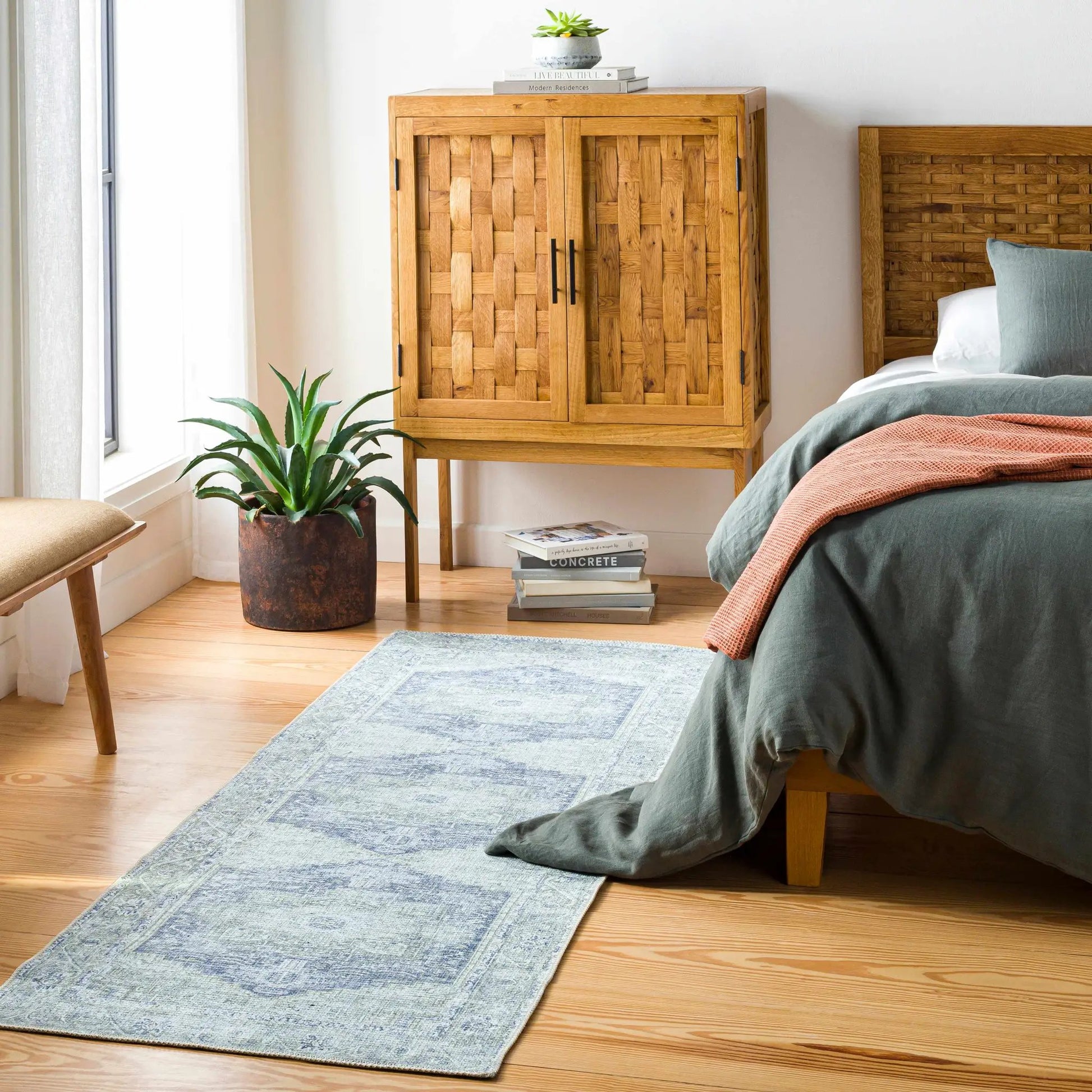 Rosman Olive Washable Area Rug from PriceLows™