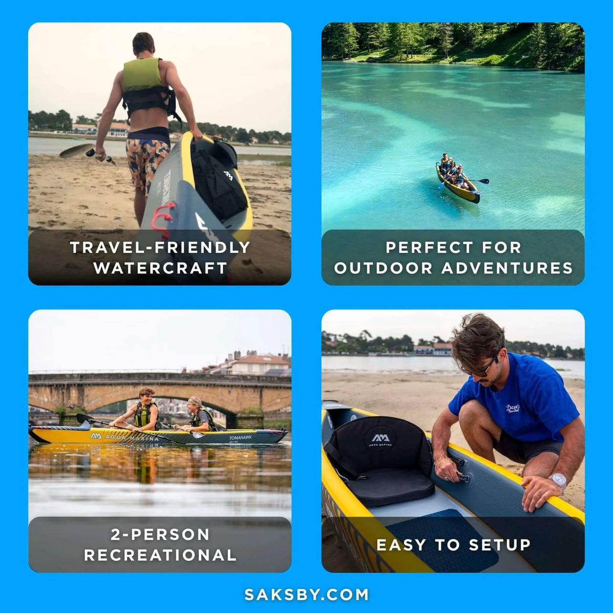Aqua Marina Tomahawk AIR-K 440 14FT 2-Person High-Pressure Speed Inflatable Kayak | 2-Person | 14 ft | Home