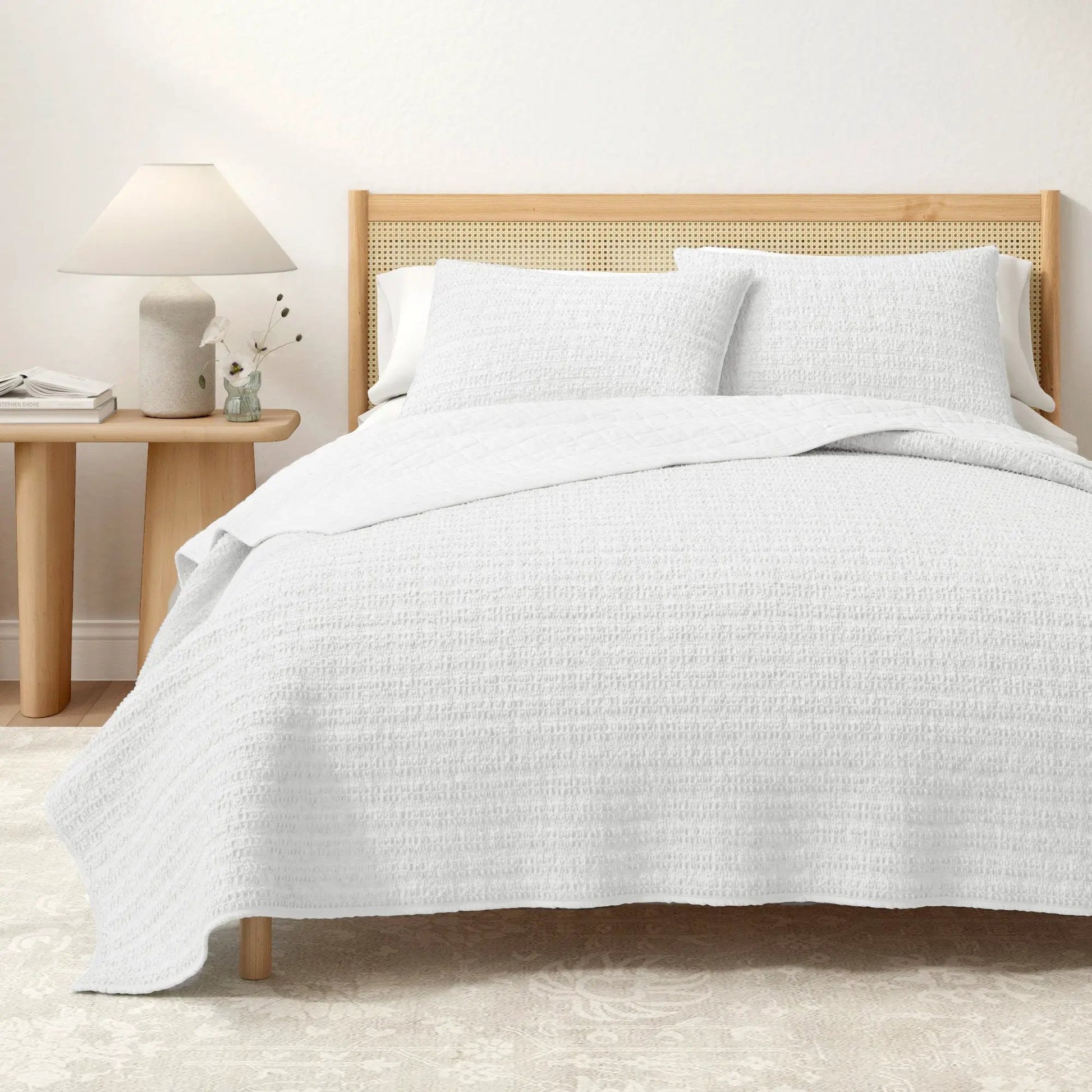 100% Cotton Honeycomb Waffle Garment Washed Quilt Set - Genevieve Collection from PriceLows™