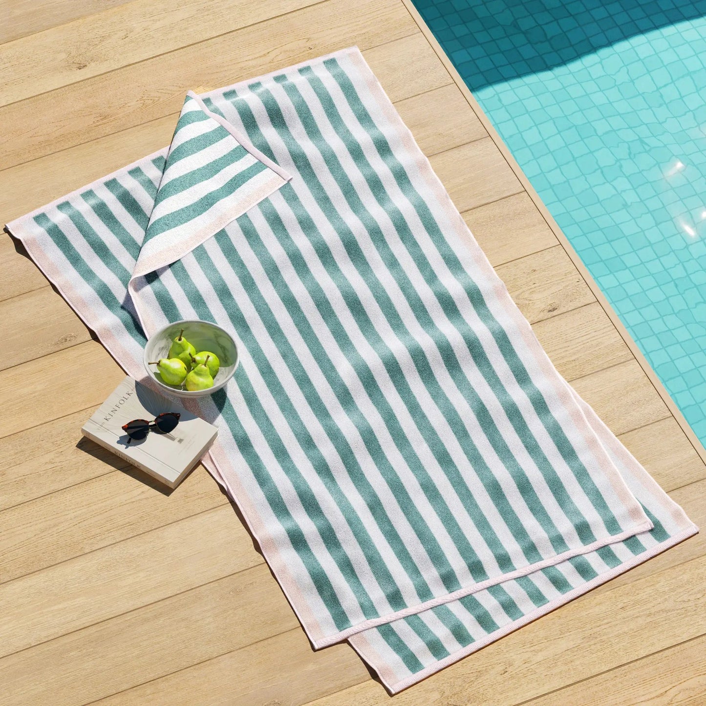 Oversized Striped Border Cabana Beach Towel - Santa Cruz from PriceLows™