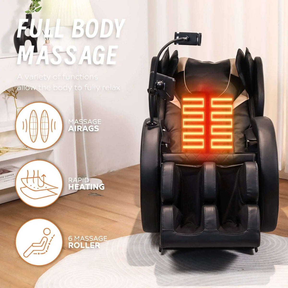 Tranquil Automatic Zero-Gravity Massage Recliner Chair With Full Body Air Pressure | Massage Chair | Living Room Use | Living Room