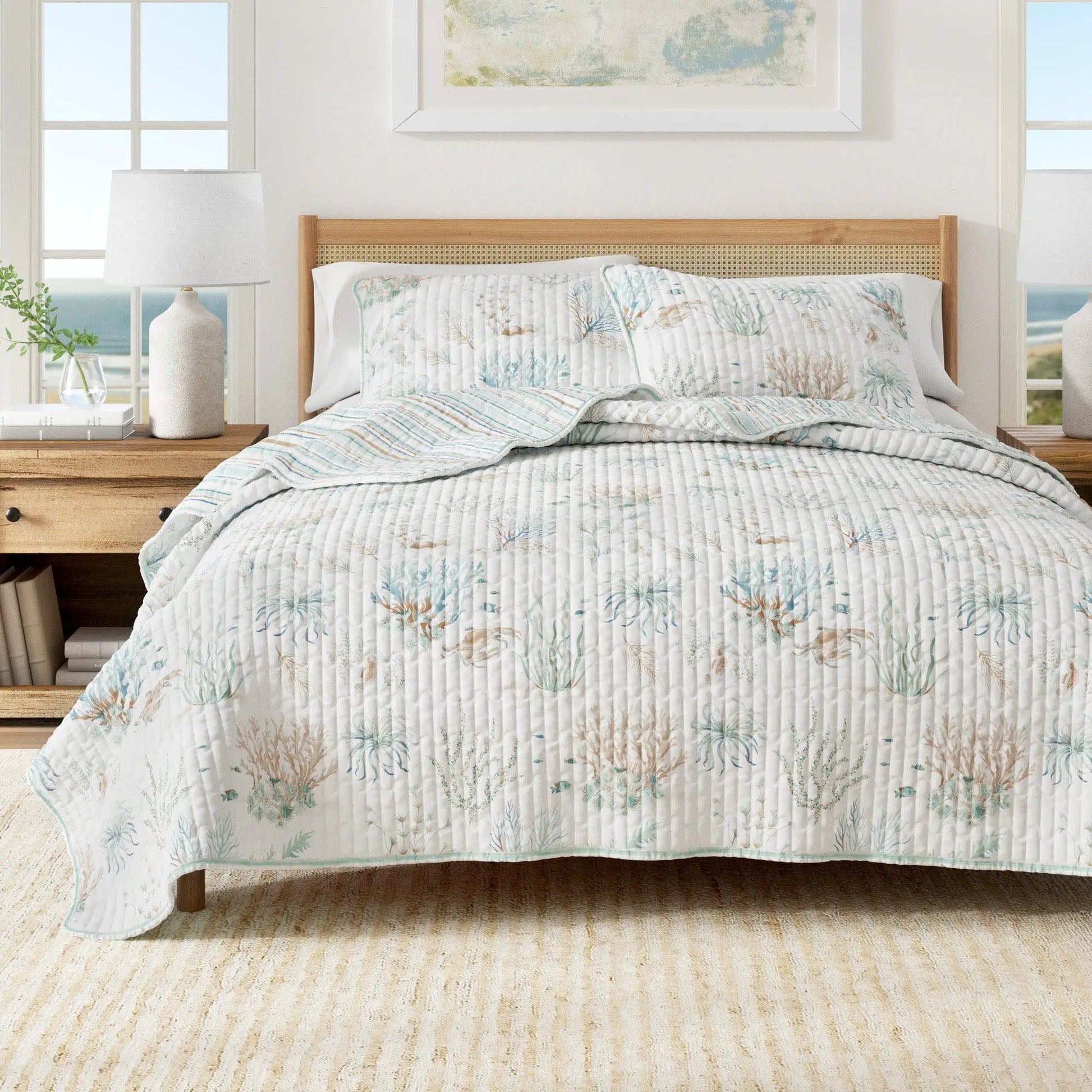 Coastal Printed Cotton Quilt Set - Santa Barbara Collection from PriceLows™