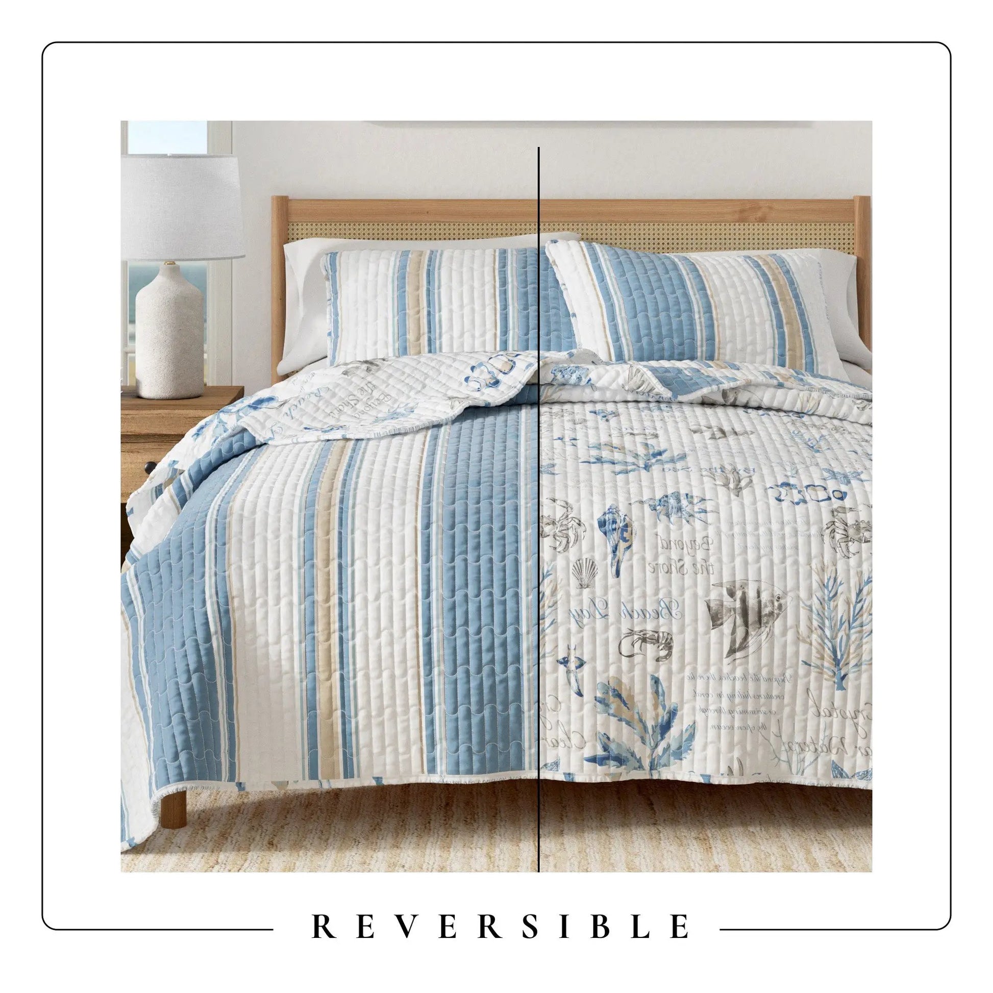 Stripe & Ocean Story Coastal Quilt Set - New Castle Collection from PriceLows™
