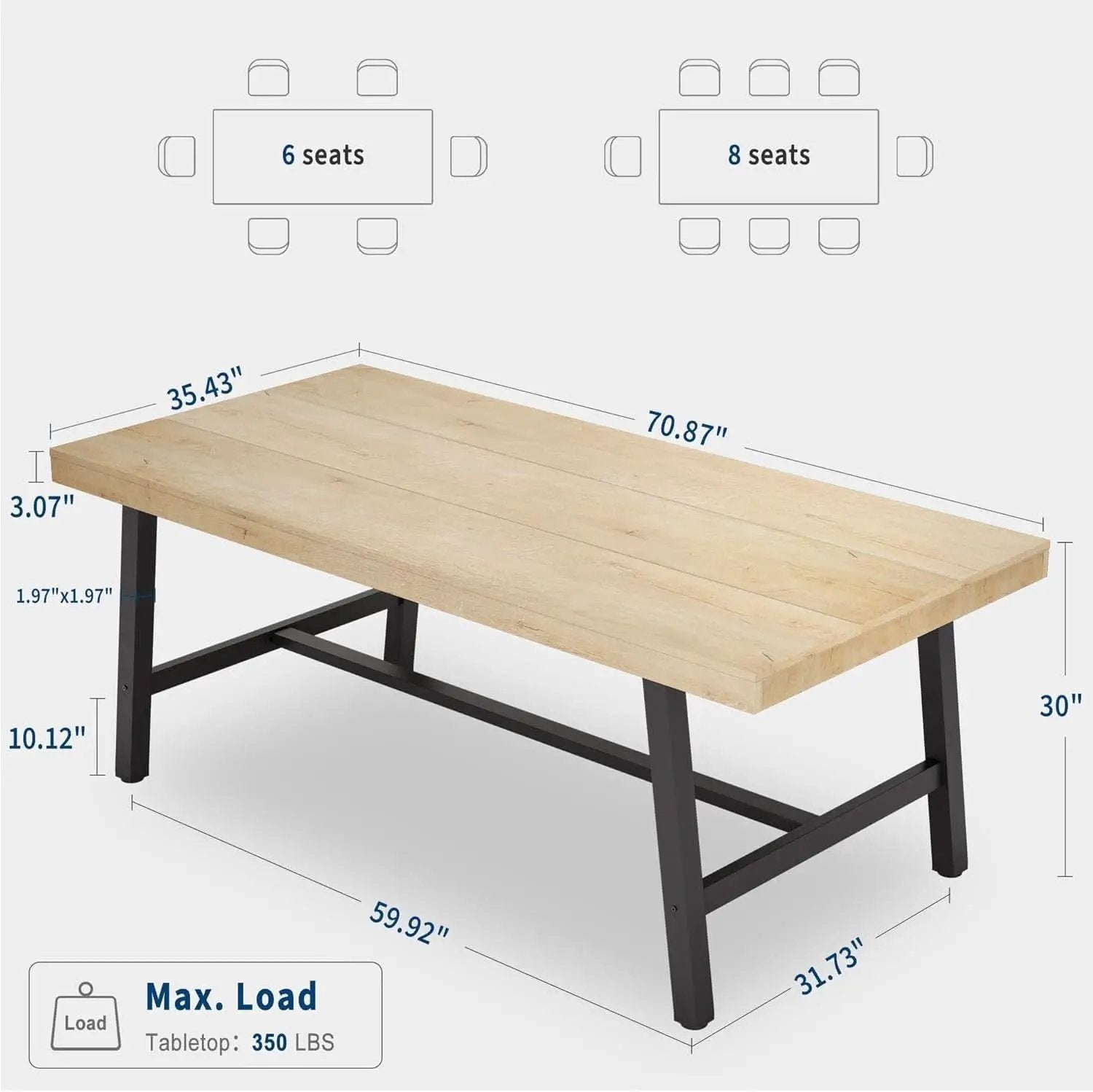 Industrial Dining Table 70.87 Inch Rustic Brown Wood from PriceLows™