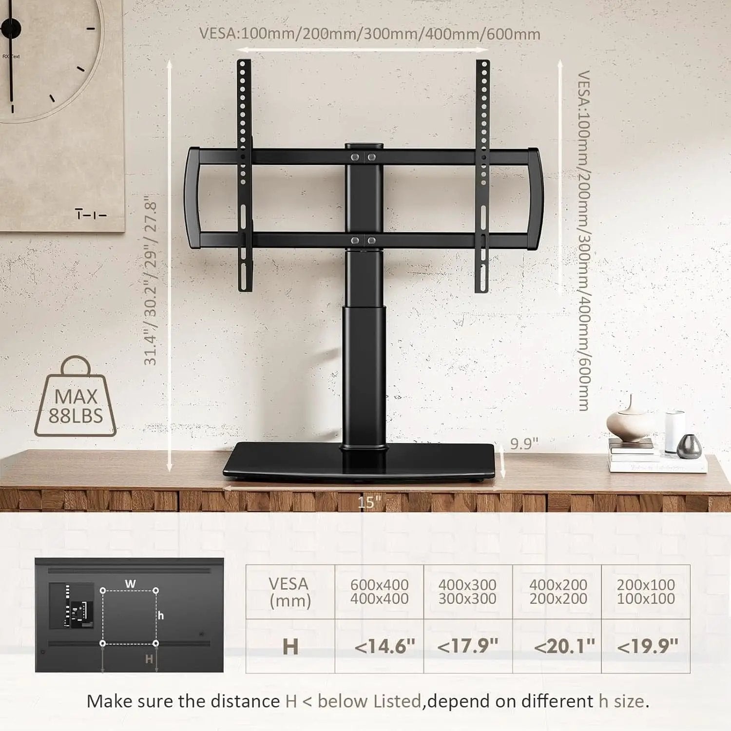 Universal Swivel TV Stand For 32 To 65 Inch TVs With 80 Degree Swivel from PriceLows™