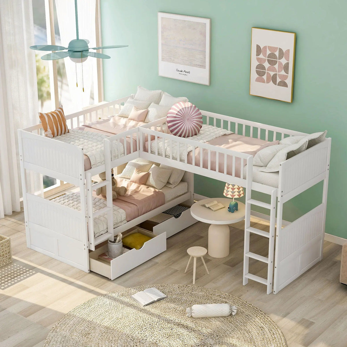 Bunk Bed With Loft | Sleeps 3 | Twin | 2 Underbed Drawers | Built In Stepladder