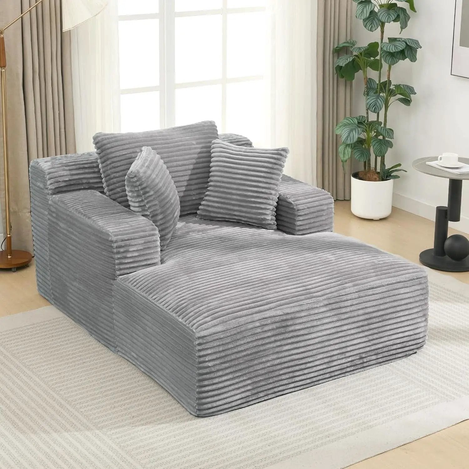 Oversized Chaise Lounge With Deepseat Corduroy Upholstery from PriceLows™