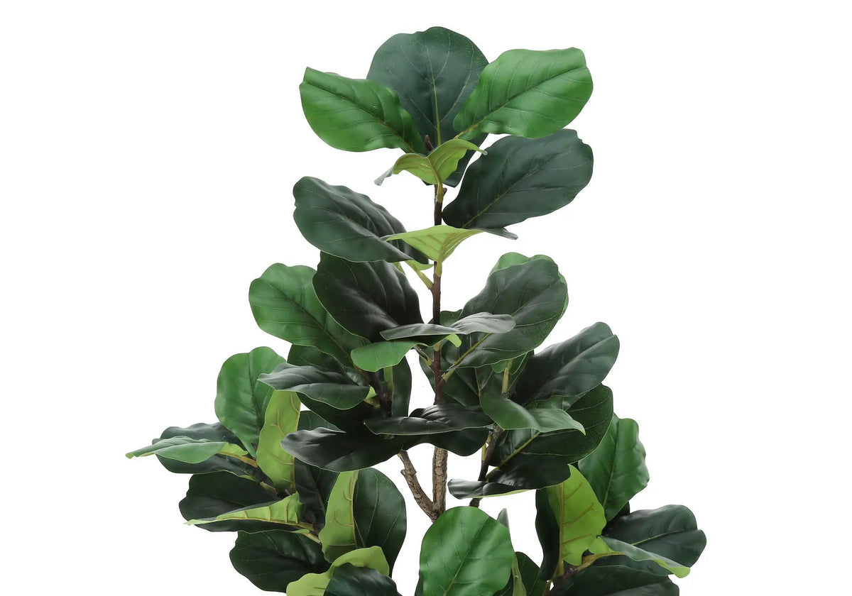 49 Inch Artificial Fiddle Tree | 54 Real Touch Leaves | Indoor Faux Floor Plant | Potted