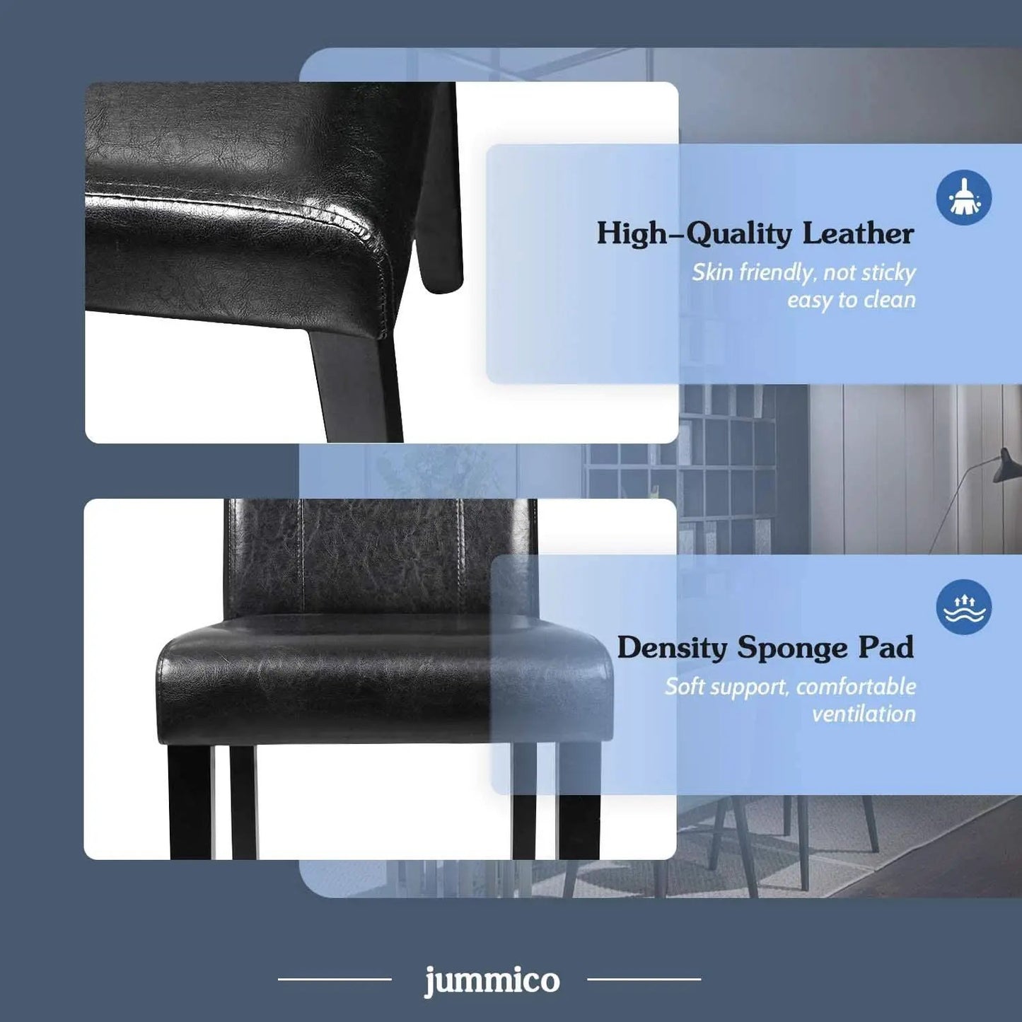 PU Leather Dining Chairs Black Set of 4 Modern Comfort from PriceLows™