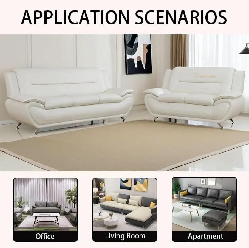 Creamy White 5 Seat Faux Leather Sectional Sofa Set from PriceLows™