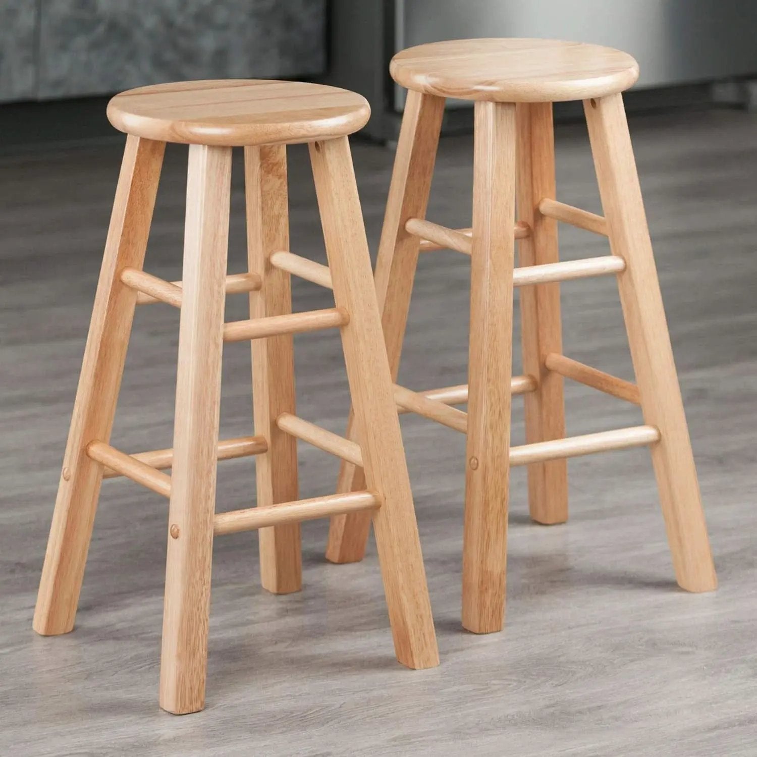 Two Piece 24 Inch Natural Finish Solid Wood Counter Stools from PriceLows™
