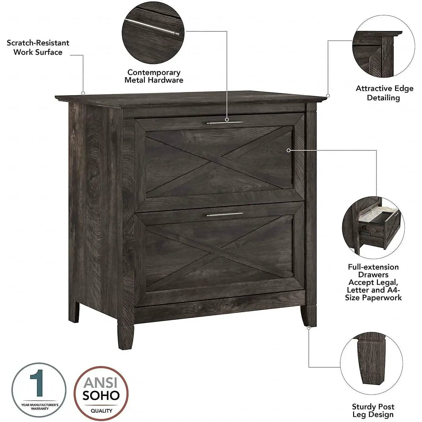 Key West 60W L Shaped Desk With Mobile File Cabinet Bundle from PriceLows™