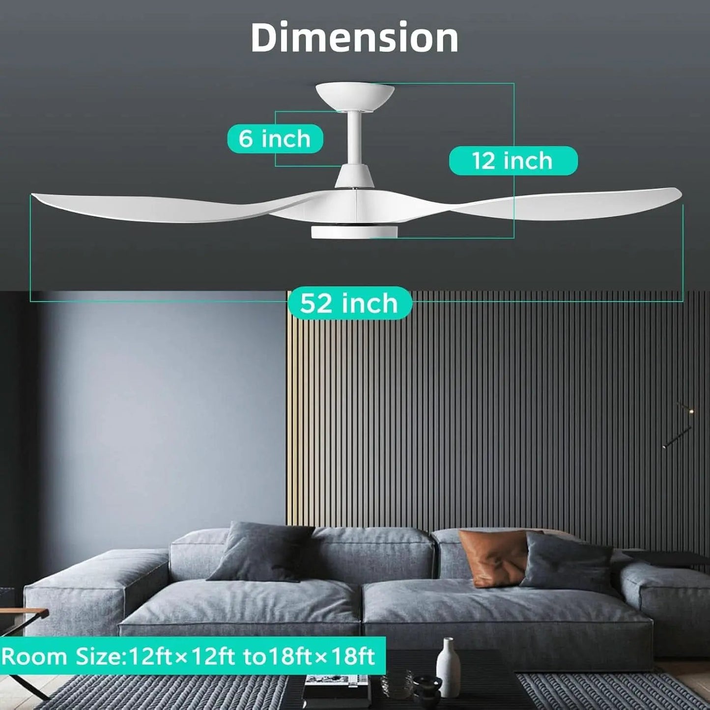 52 Inch White Energy Efficient Ceiling Fan With LED Light from PriceLows™