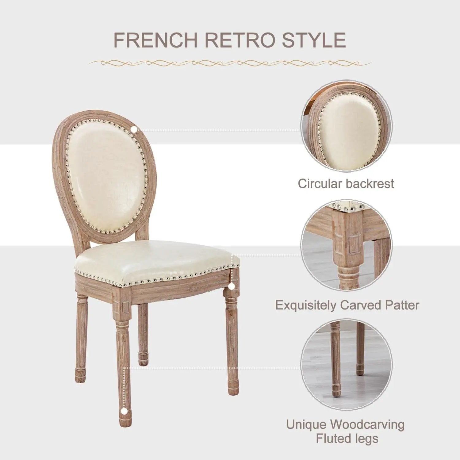 Vintage French Leather Dining Chairs Set Of 4 Beige from PriceLows™